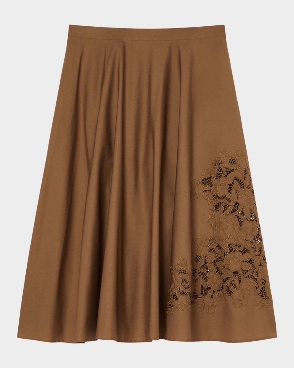 Plus Size Cremona Embroidered Poplin Midi Skirt
